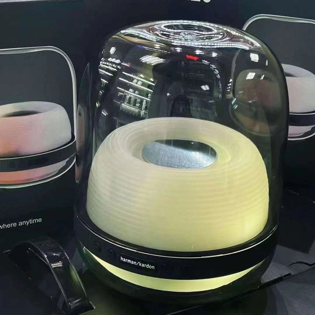 Harman Kardon الجيل الرابع كريستال المتحدث Aura Studio4 الموسيقى الزجاج الجيل الرابع صبووفر عبر Bluetooth® بسماعة سطح المكتب الاستريو 360 درجة Compu