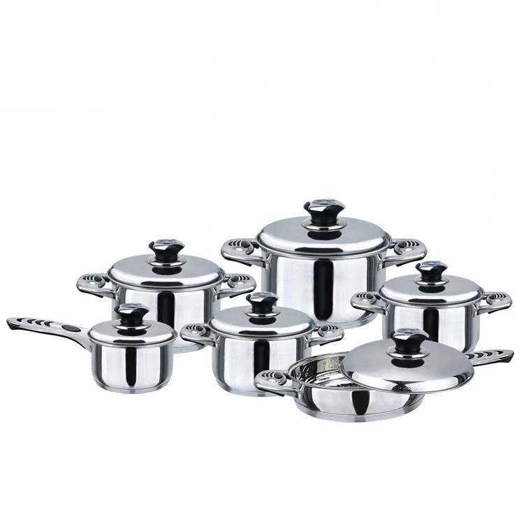 Wide Edge 15PCS Stainless Steel Cookware Sets Kitchenware Thermometer Knob