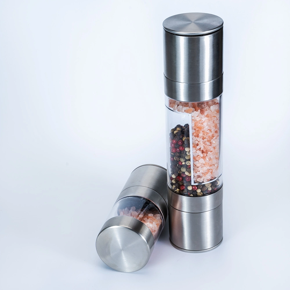 Modern Kitchen Stainless Steel Adjustable Spice Shaker 2 in 1 Salt and Pepper Mill