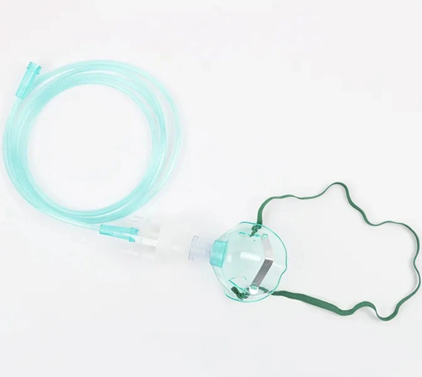 Máscara de oxigénio de PVC descartável a 100% para adultos pediátricos