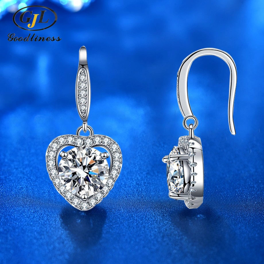 Ensemble de 925 boucles d'oreilles en argent avec boucles d'oreilles en forme de coeur en losange de Mosan