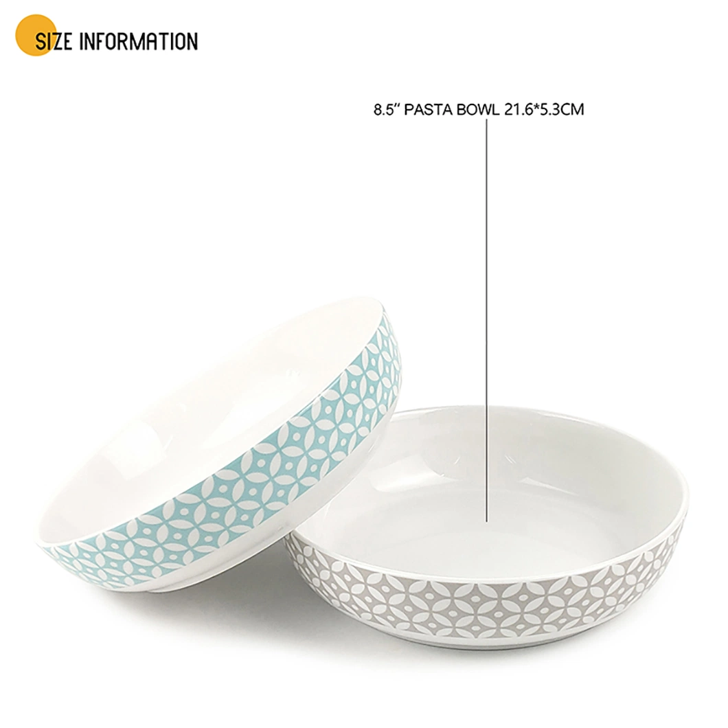 Raylon Wholesale Logo Printing Big Ceramic Salad Bowl Catering Ceramic Porcelain Round Bowl for Restaurant