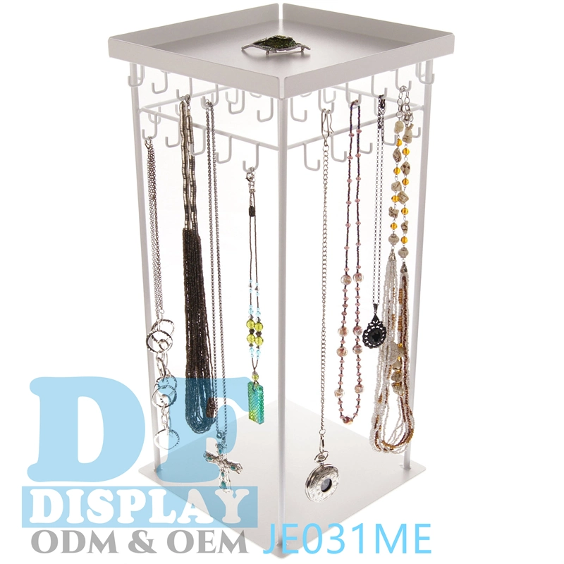 Jewelry Display Rotating Jewelry Display Stand Necklace Holder Organizer Rack with 44 Hooks Countertop Metal Jewelry Earrings Display for Retail Store
