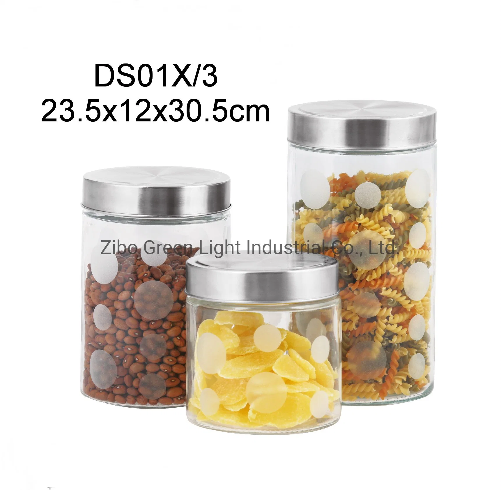 Frosted Glass Food Storage Jar with Stainless Steel Lid for Pasta Coffee Cookie Candy