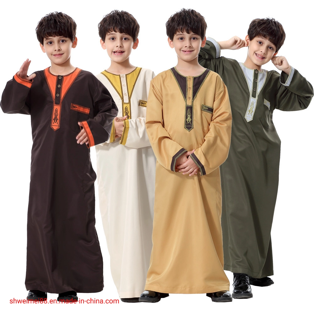 Muslim Children Abaya Islamic Long Sleeve Middle East Kurta Robe Boy Kids Robe Clothes