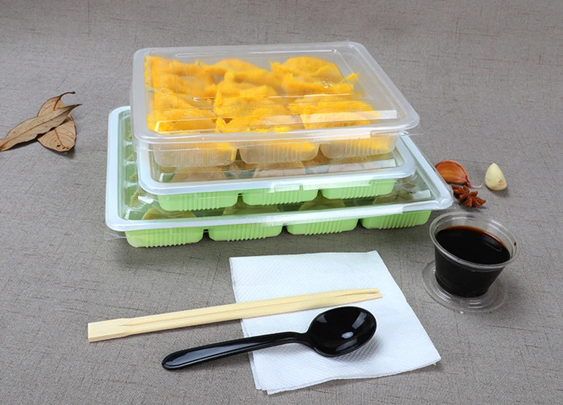 High quality/High cost performance  12 Grid Disposable Plastic Quick-Frozen Dumplings Box Picnic Food Dessert Sushi Package Boxes with Covers