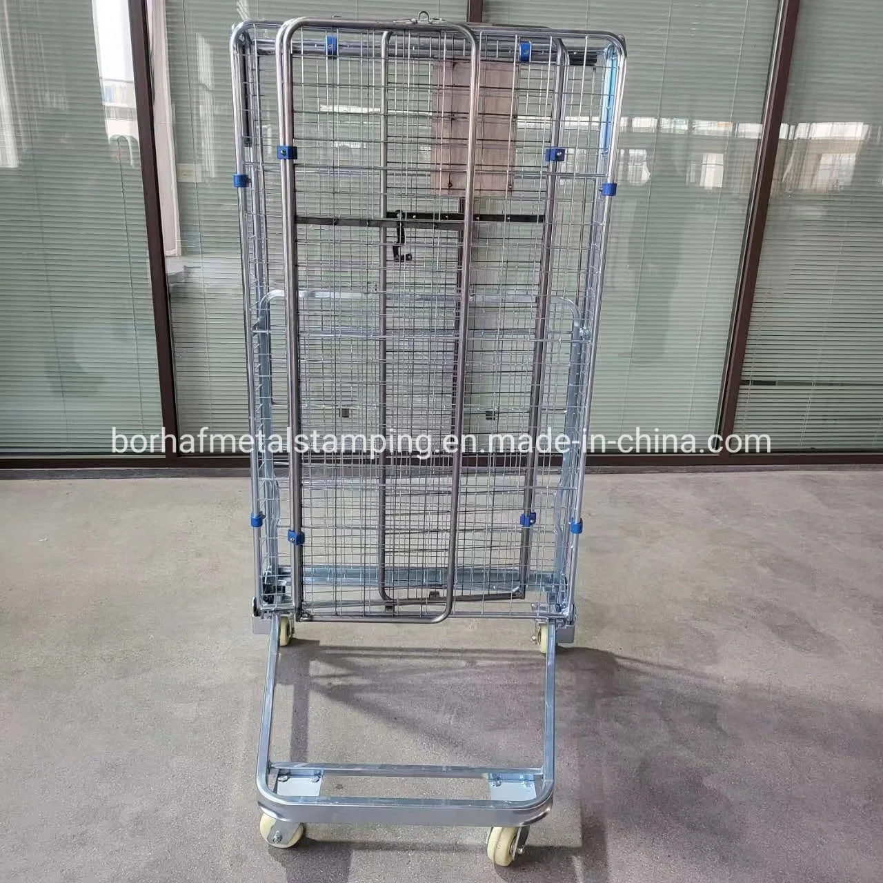 Warehouse Industrial Metal Folded Security Wire Mesh Storage Roller Container