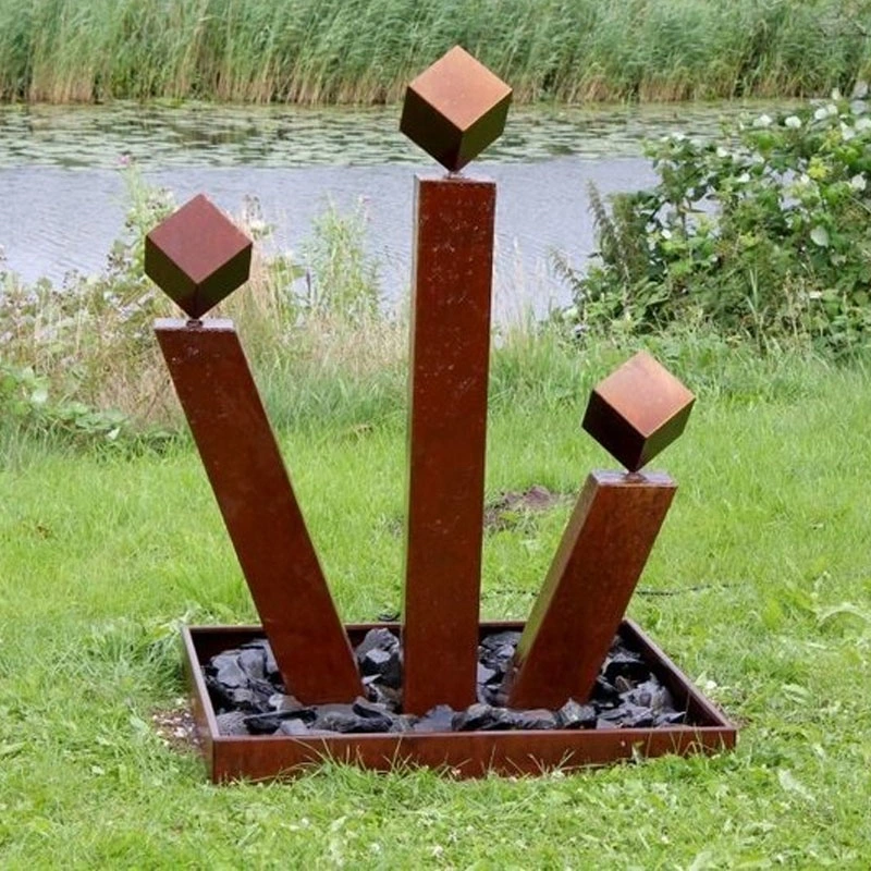 La decoración de Jardín Fuente de agua de pared de acero corten el agua disponen de piscina