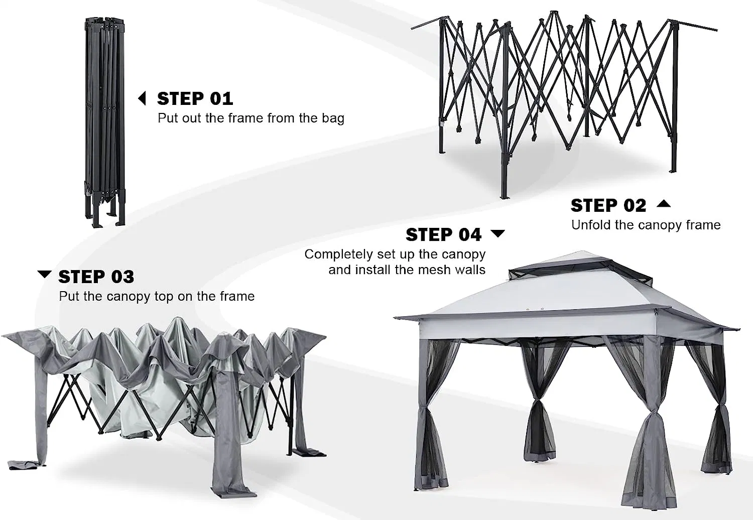 Fácil de pop up Gazebo Tent instantánea Canopy Shelter con Mosquitera paredes