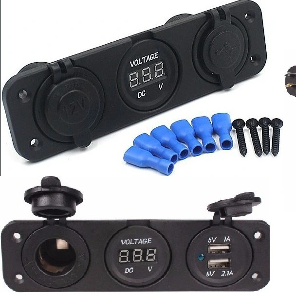 Zigarettenanzünder für Autos Buchse Dual USB Adapter Ladegerät Digital Voltmeter Ladegerät Für Motorradtelefone