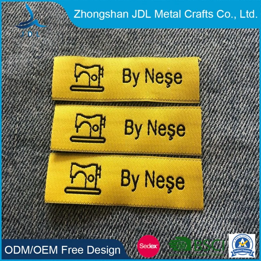 China Suppliers Custom Woven Fabric Label for Clothing/Hats/Garments/Bags/Home Decoration/Promotional with Logo Branding