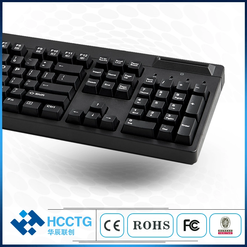 USB Multi-Functional 104 Keys Keyboard with Msr Magnetic Card Reader Track 1 2 3 and Contact IC Chip Card Reader Hcc150u