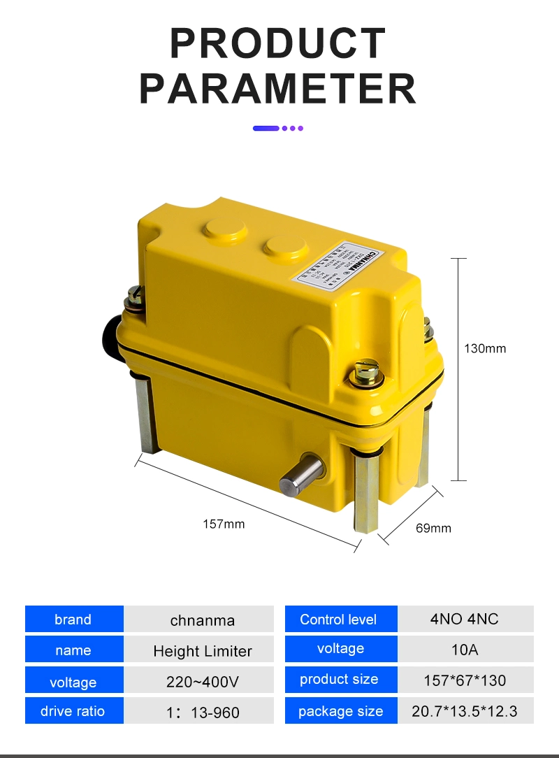 1: 960 interruptor de límite de altura Control de secuencia de fases dispositivo de límite de altura de elevación