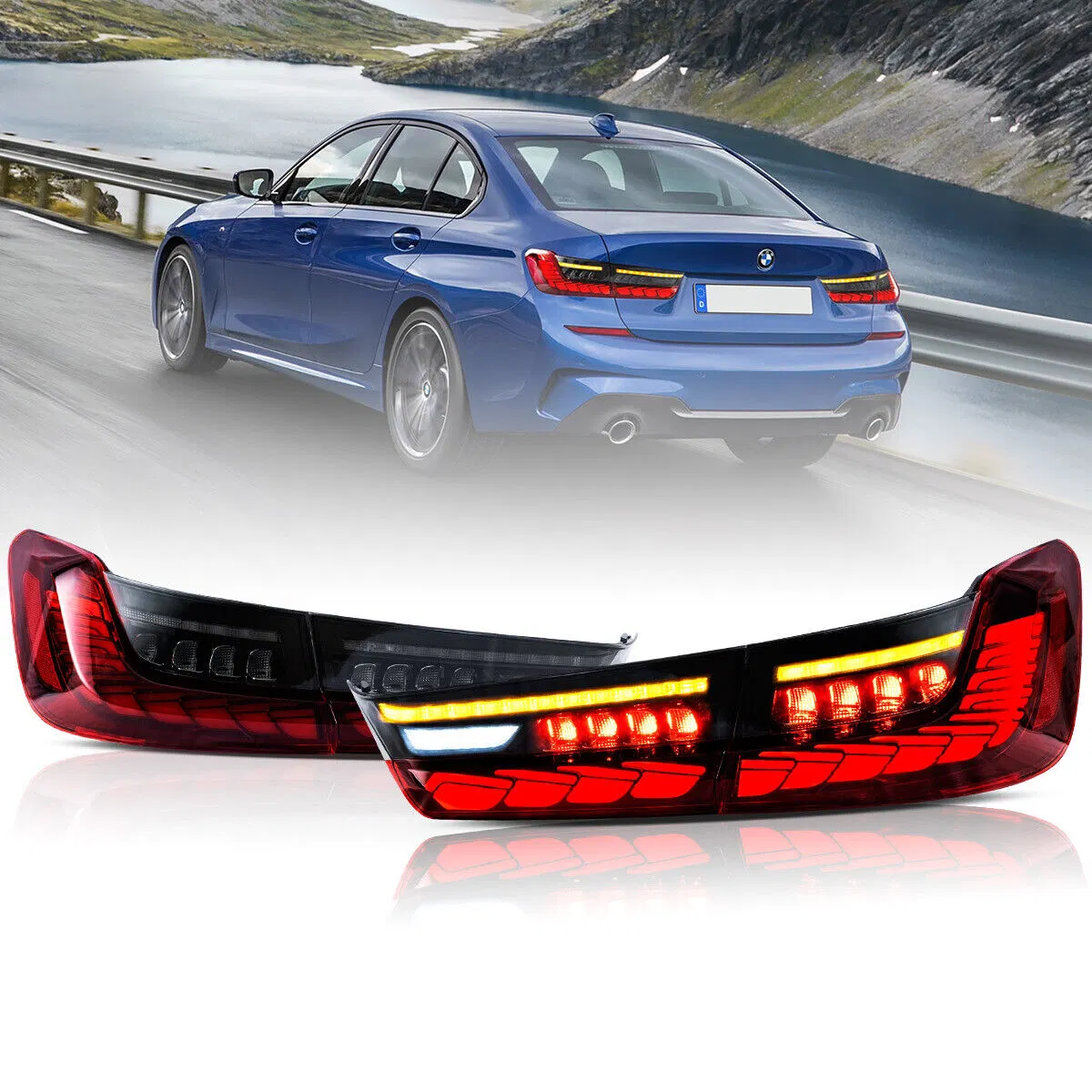 Feux arrière LED Gts pour BMW Série 3 G20 G80 M3 2019-2023 Lampes rouges