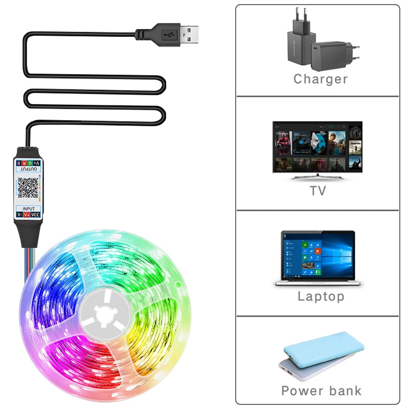 Factory RGB Bluetooth Control 5V USB LED Band Flexibles Band LED-Streifen-Licht für TV-Hintergrundbeleuchtung Dekoration