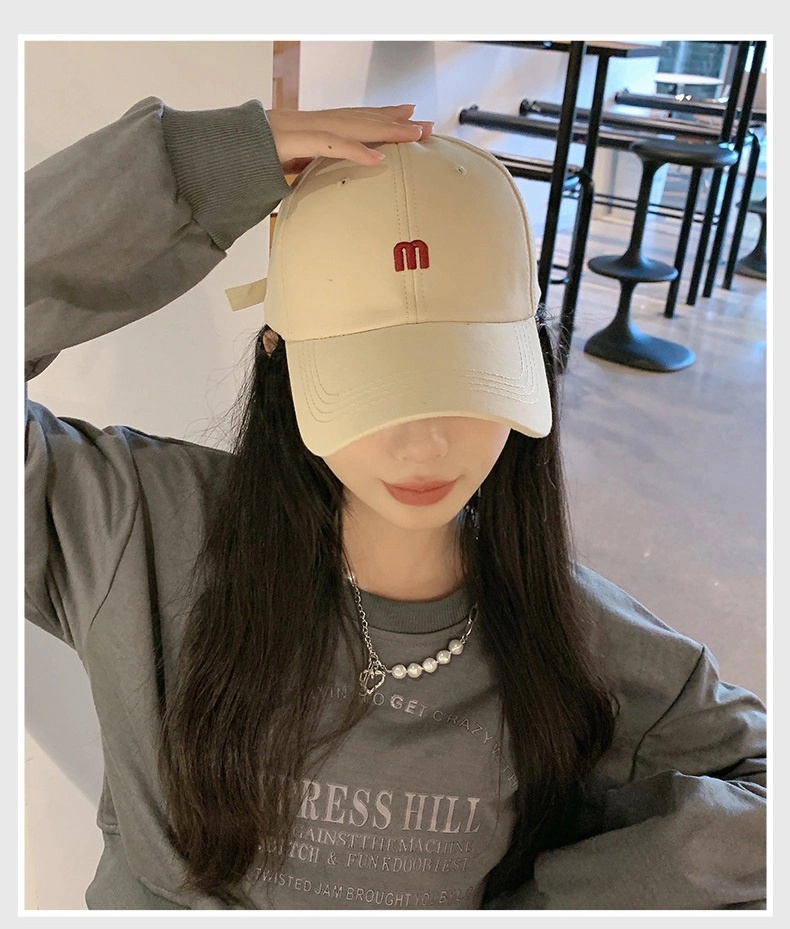 Promotion 6 Panel Fashion Simple M Letter Custom Baseball Cap Men with Bent Visor Snap Back Fitted Caps