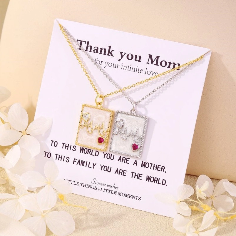 S925 Sterling Silver Necklace Mama Pendant Clavicle Chain Mother's Day Gift