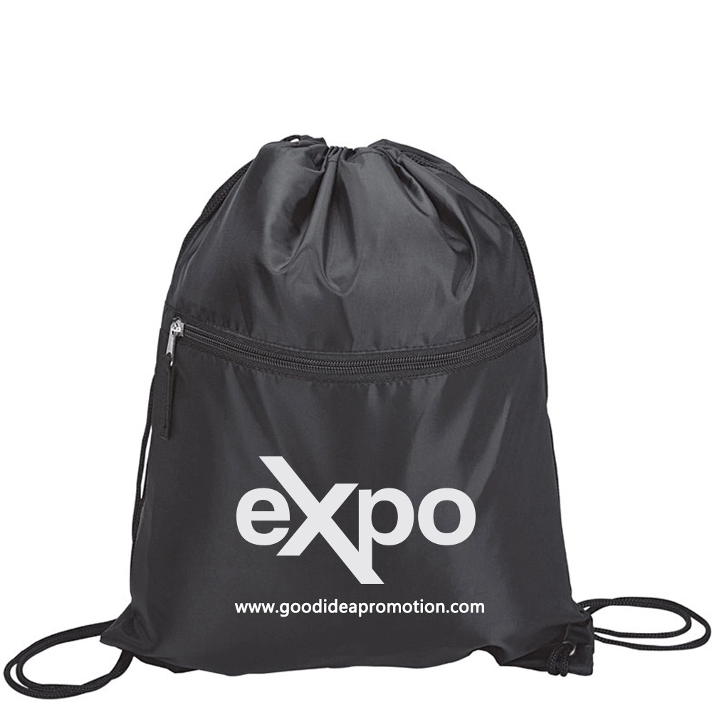 Drawstrings Bag with Zipper Pocket, Promotional Strings Bag, Drawstrings Backpack Bag