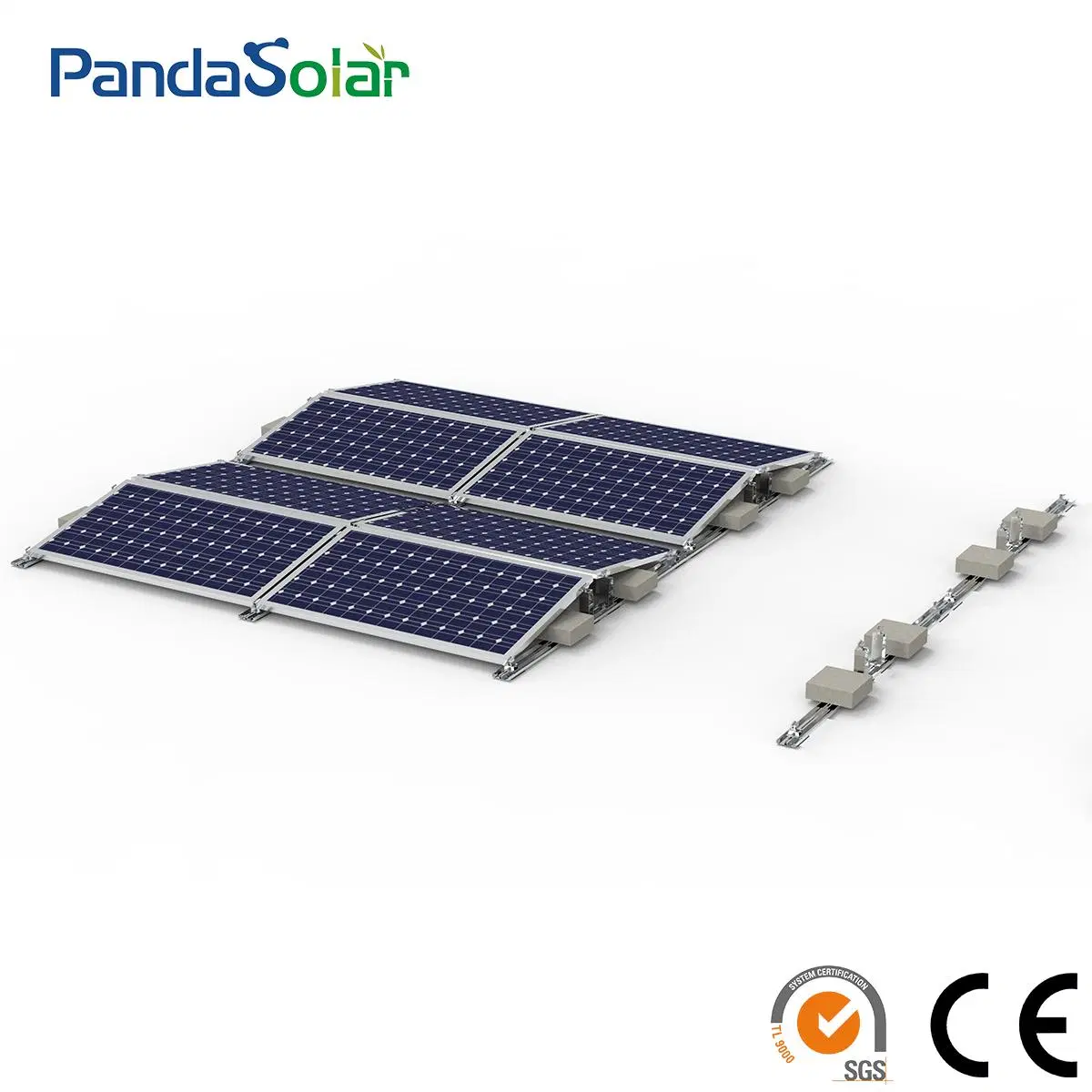 Pandasolar Support de toit plat en alliage d'aluminium avec contrepoids pour montage solaire.