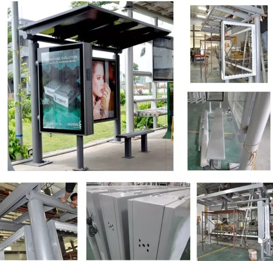 Modern Public Bus Shelter Solar Power Outdoor Furniture Galvanized Smart Bus Stop Shelter