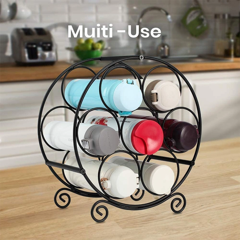 Premium Metal Black Free Standing Wine Bottle Storage Rack Table Cabinet Wine Holders 7bottles Countertop Tabletop