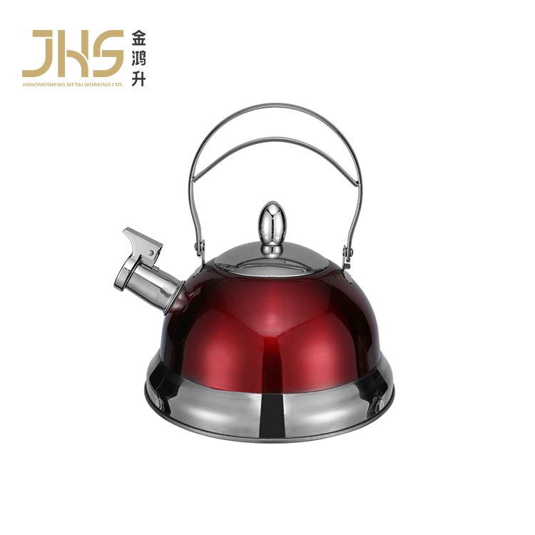 Red Stainless Steel Whistling Tea Kettle Gas Stove Top Tea Pot