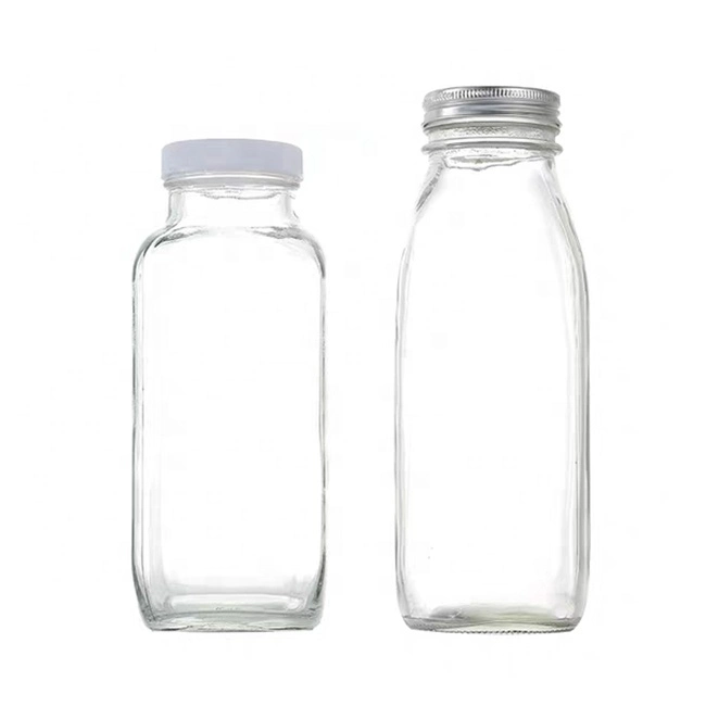 16oz French 250ml 350ml 500ml Square Juice Glass Bottles Packaging for Beverage