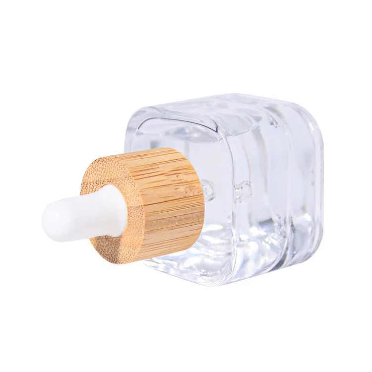 Free Sample 5/10/15/30/50ml HDPE Mini Bamboo Wood Dropper Bottles Squeeze Eye Drop Bottle with Bamboo Cover