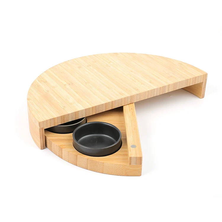 Dtk Round Rotating 4 Bowls Multifunctional Bamboo Chopping Board