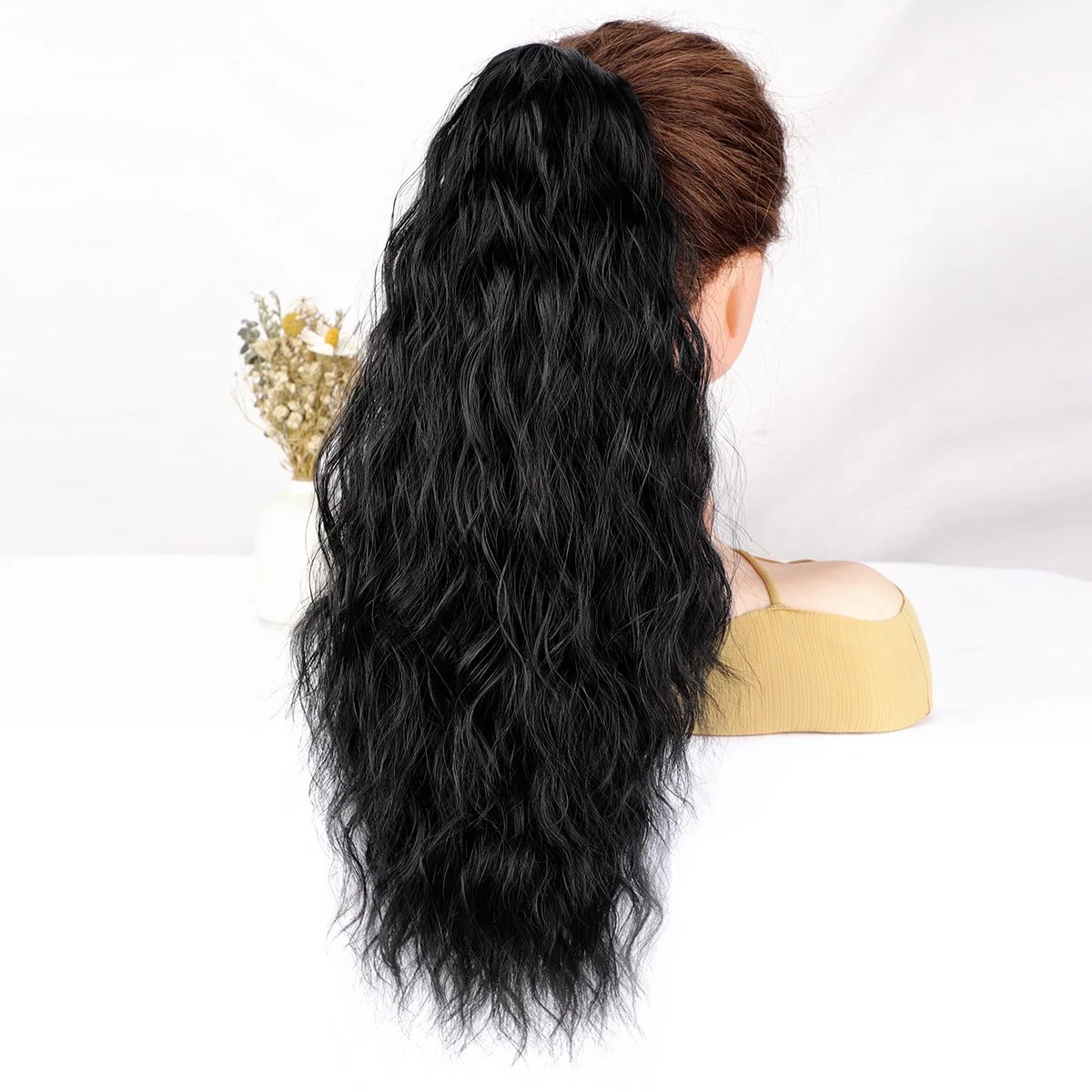 Long Wavy Synthetic Hair Corn Wave Claw on Ponytail Extensions