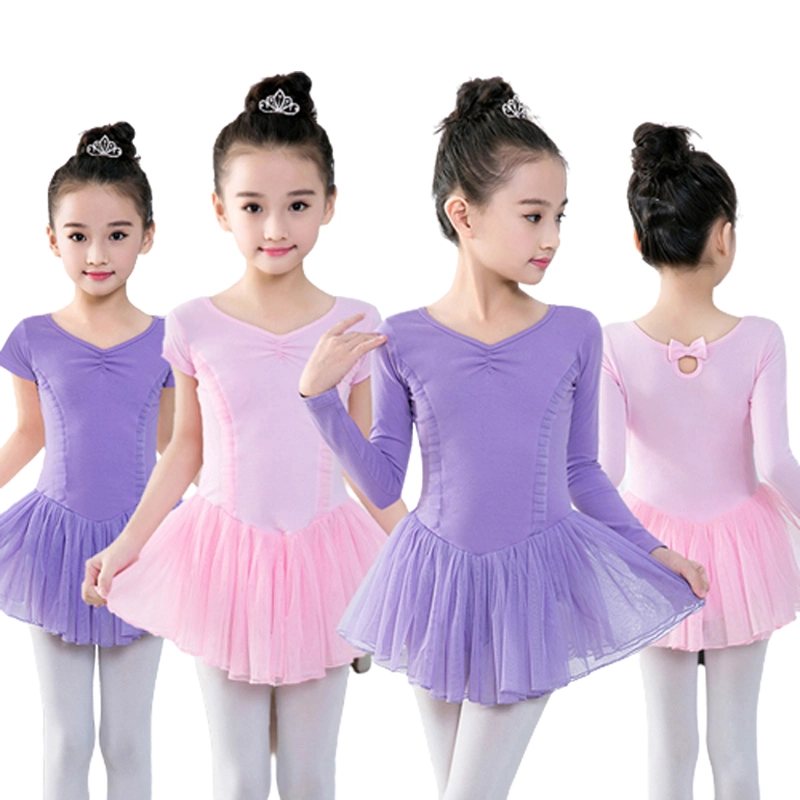 Ballet Dresses Pink Short Sleeve Cotton Girls Kids Ballet Leotards