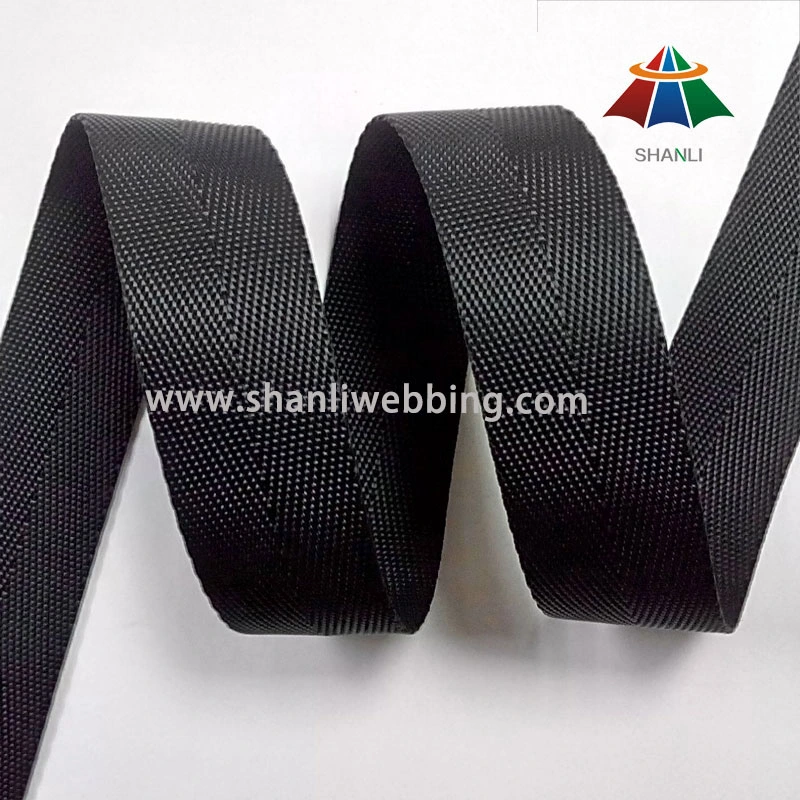 22mm Black Nylon Tape Webbing, Hurringbone Nylon Webbing Tape