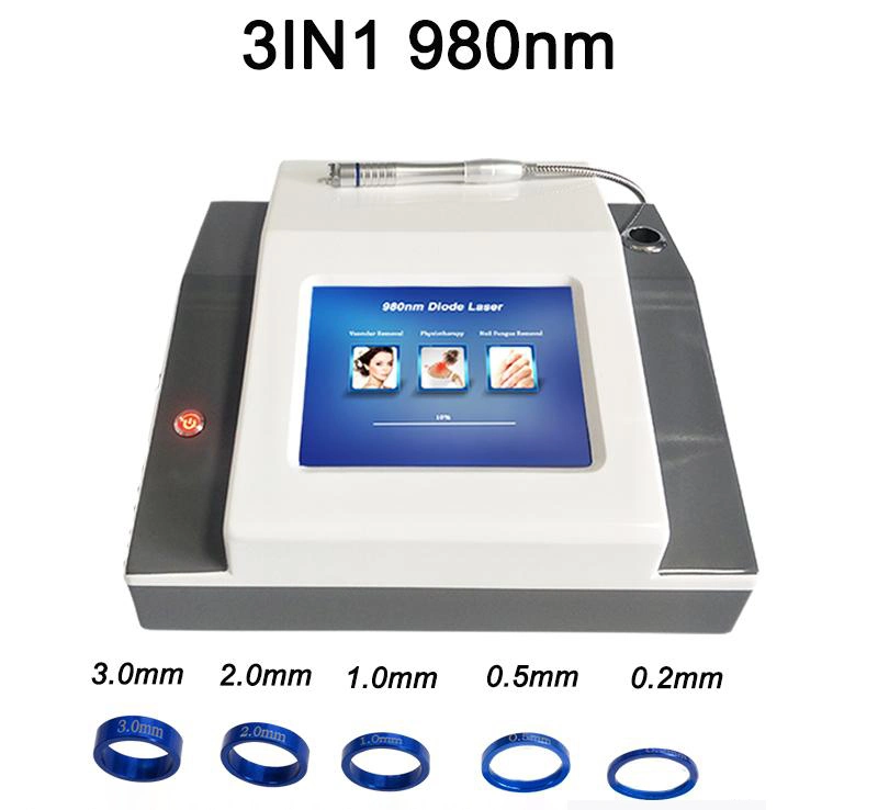 980 Nm 3 en 1 Vascular Láser de Diodo Extracción / Eliminación de hongos de uñas / máquina de fisioterapia