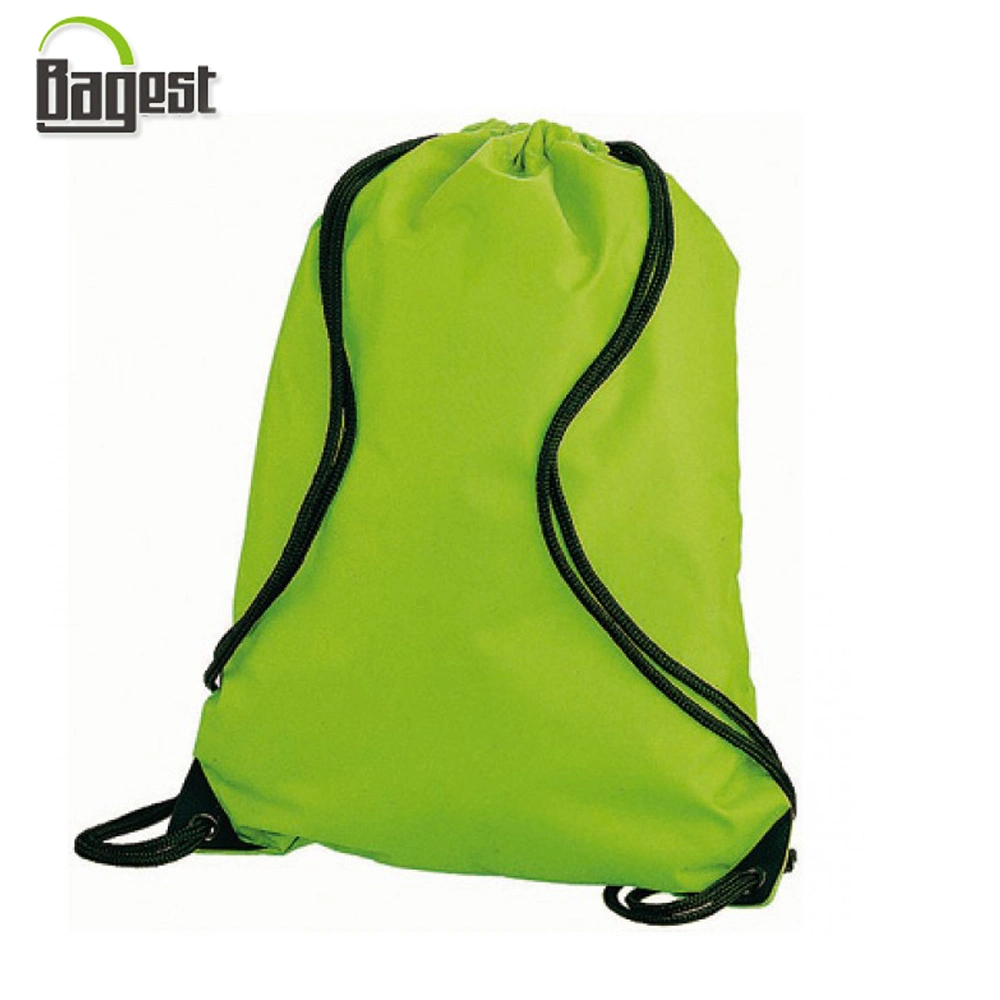 190t 210D poliéster barato Nylon Promoción barata Impreso bolsa de deporte Mochila escolar con cordón ajustable