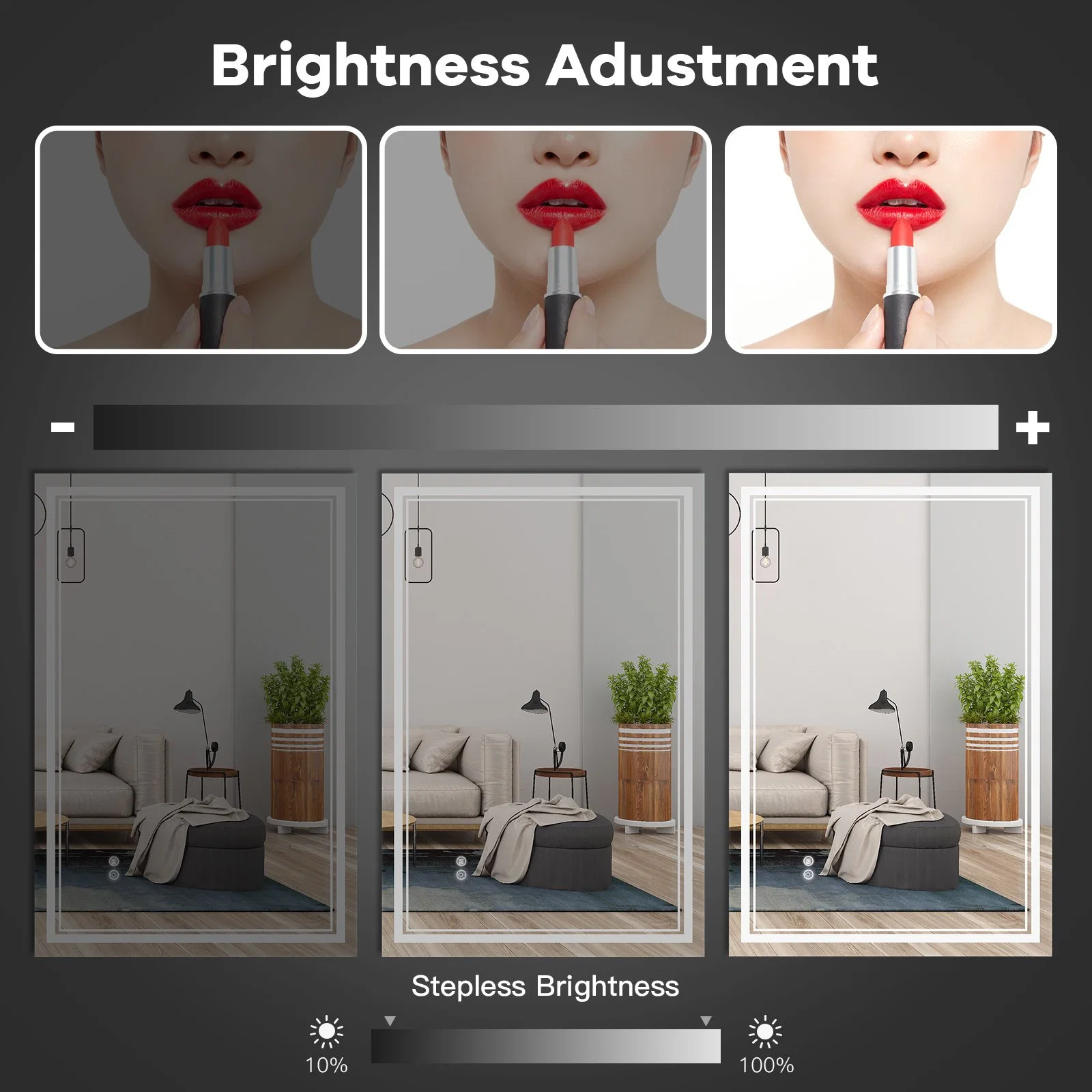 Modern IP44 Waterproof Smart Make up LED Mirror with Lights