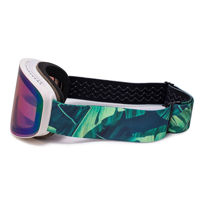 Mirrored Green Cylindrical Lens Ski Snowboard Goggles