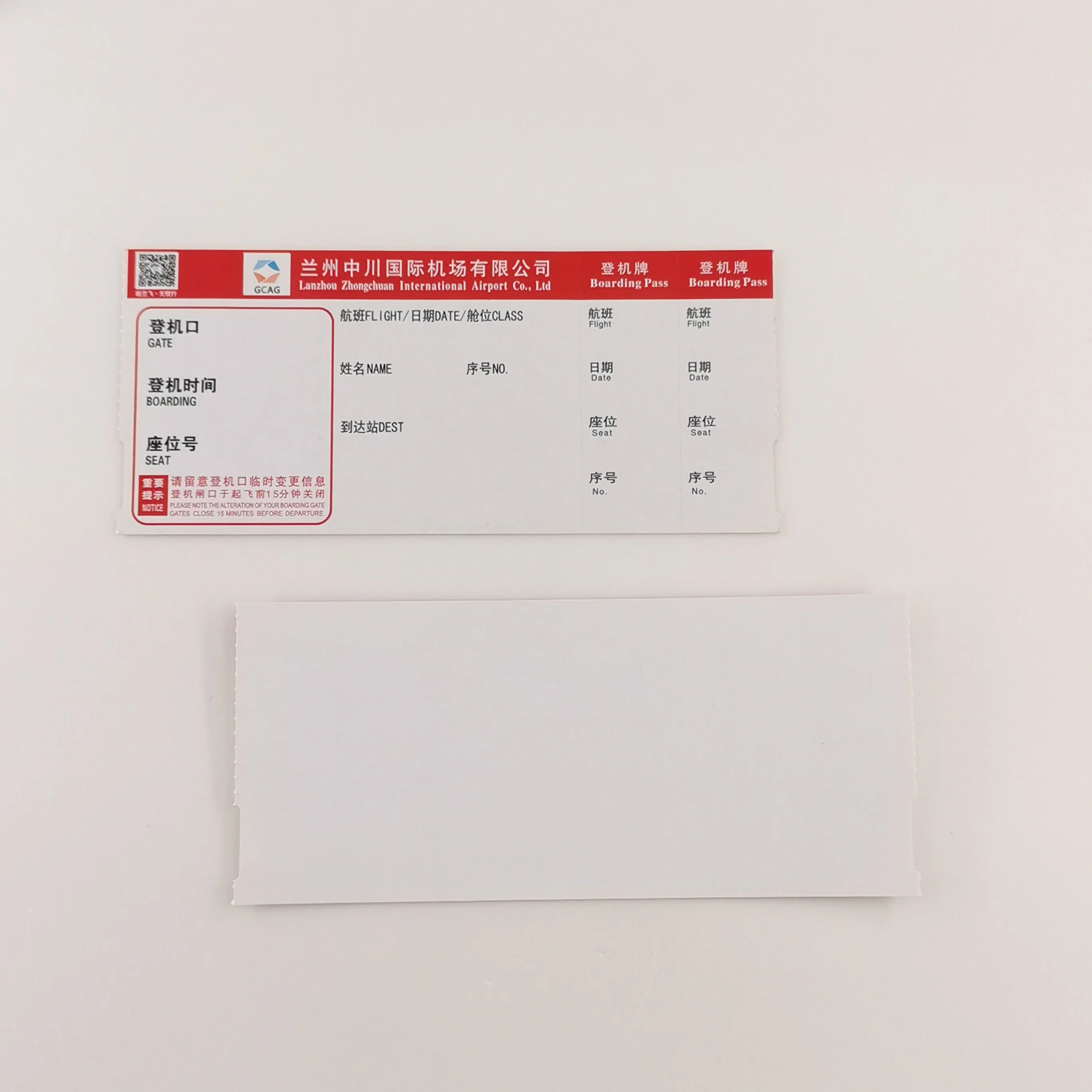 China Blank Airline Boarding Pass Plane Ticket Custom Paper Airline Luggage Tags Boarding Pass