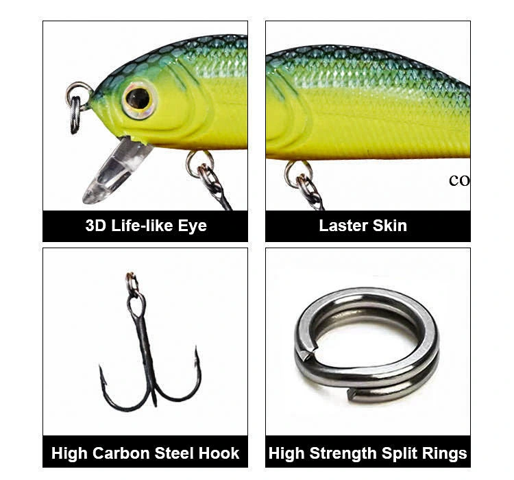 Calidad Crank Swinging Fishing Lures 45mm4g Float duro Fishing Lures Mini Little Fat Man artificial Hard Bait 6 colores 50 PC