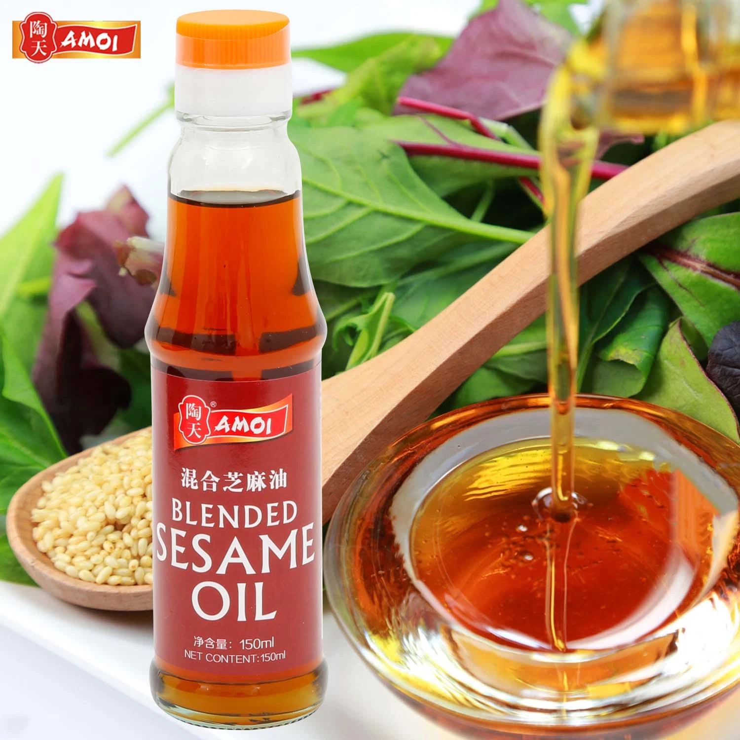 Aceite de cocina Amoi vs aceite de sésamo de Bachun Blended