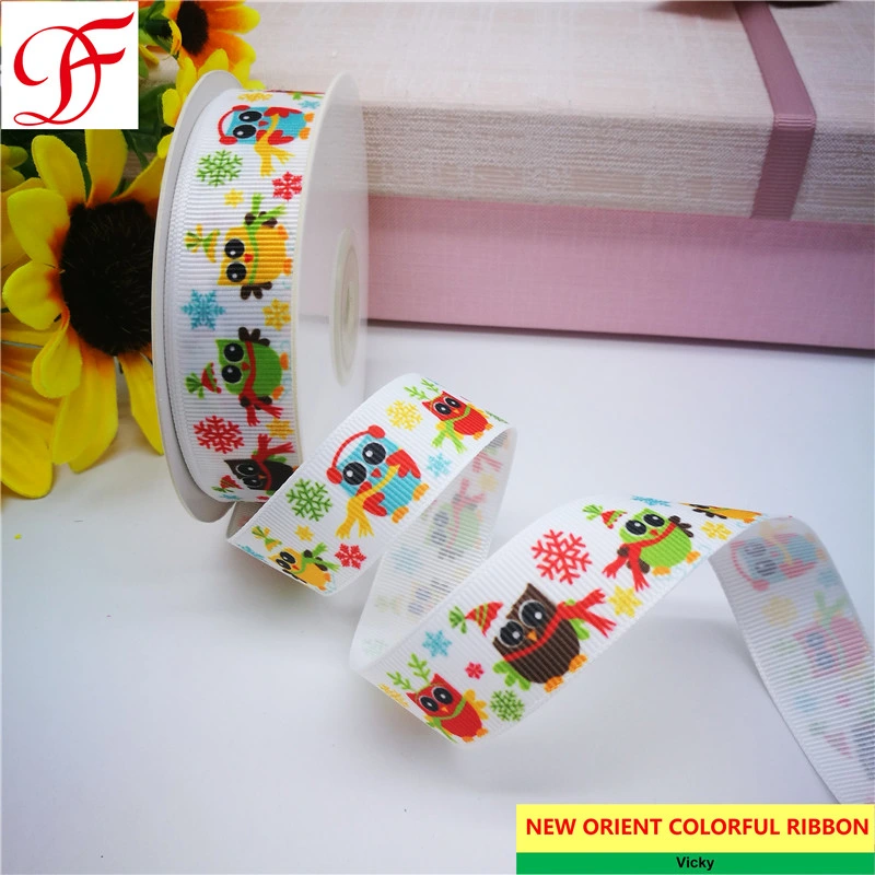 Export Custom Heat Transfer Printed Grosgrain Ribbon Double/Single Face Satin Sheer Organza Hemp Taffeta Gingham Ribbon Satin Edge Ribbon