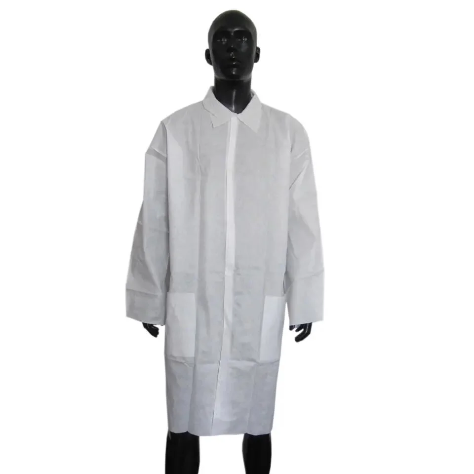 Blouse de laboratoire jetable uniforme de laboratoire de médecin de laboratoire SMS PP Clinic Blanc jetable laboratoire Gown Haixin Santé ce