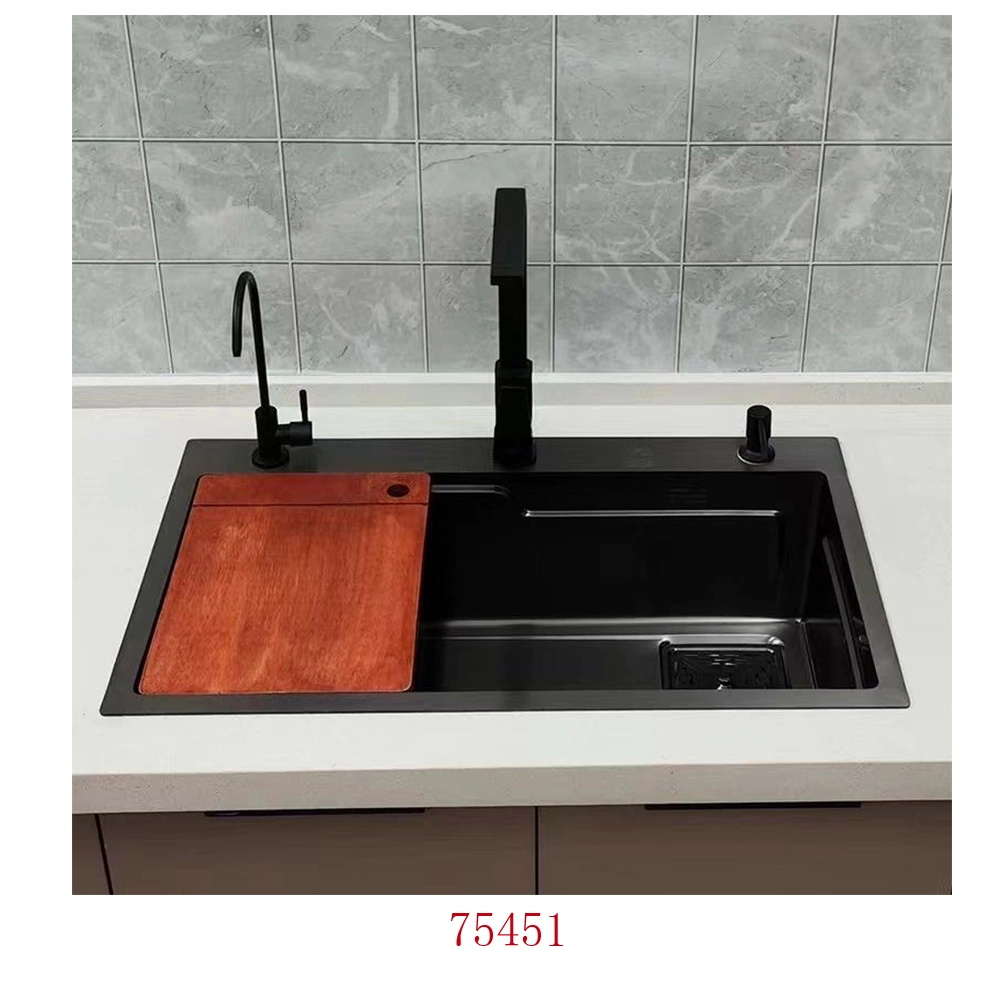 Factory Wholesale Dark Color 304 Stainless Steel Kitchen Sinks Double Bowl Three Holes Mixer Sink