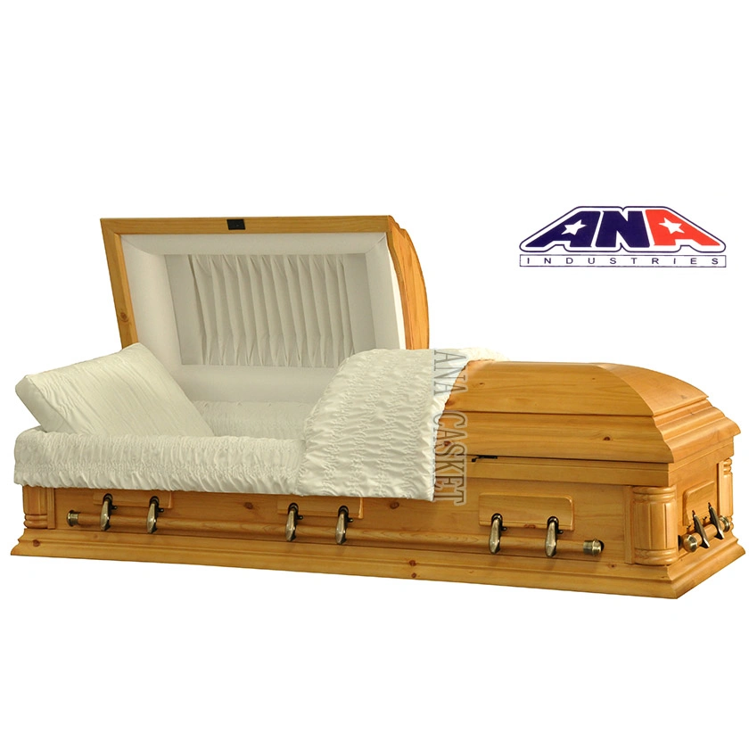 Luxury Solid Oak with Maple Leaf Funeral Wooden Casket