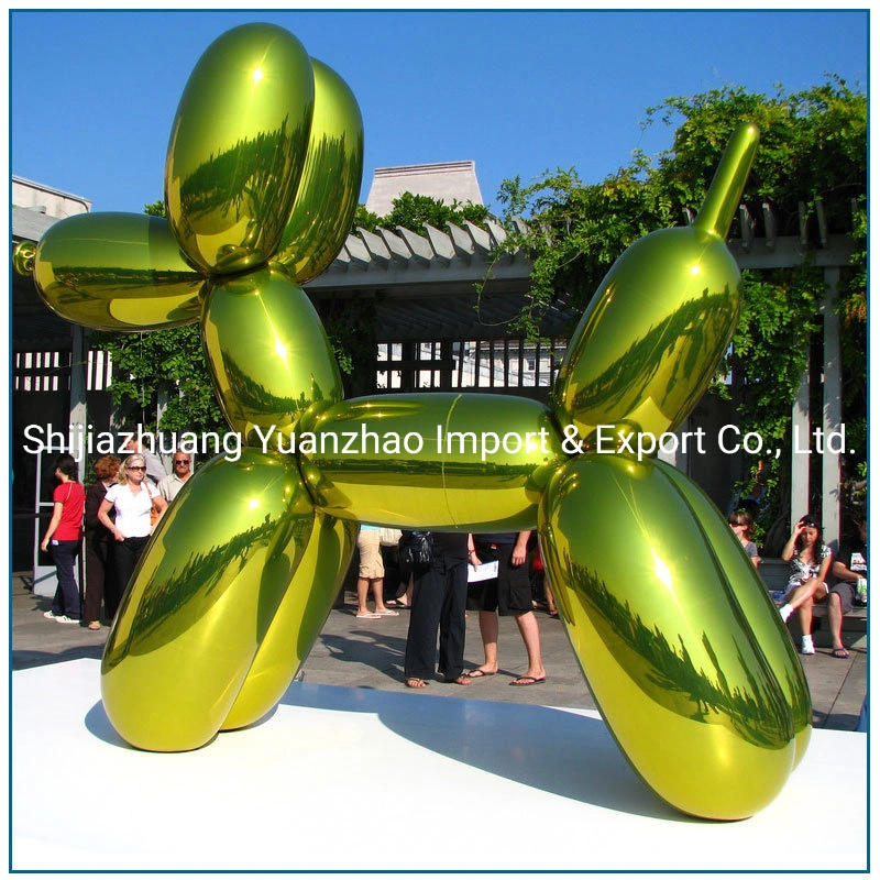 Outdoor Home Decoration Garden Sculpture Stainless Steel Sculpture Golden Balloon Dog Sculpture