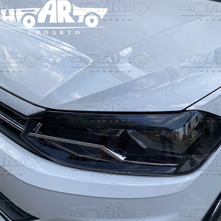 ABS Пластиковые углеволоконные 2PCS брови передних фар для Volkswagen Polo 2019