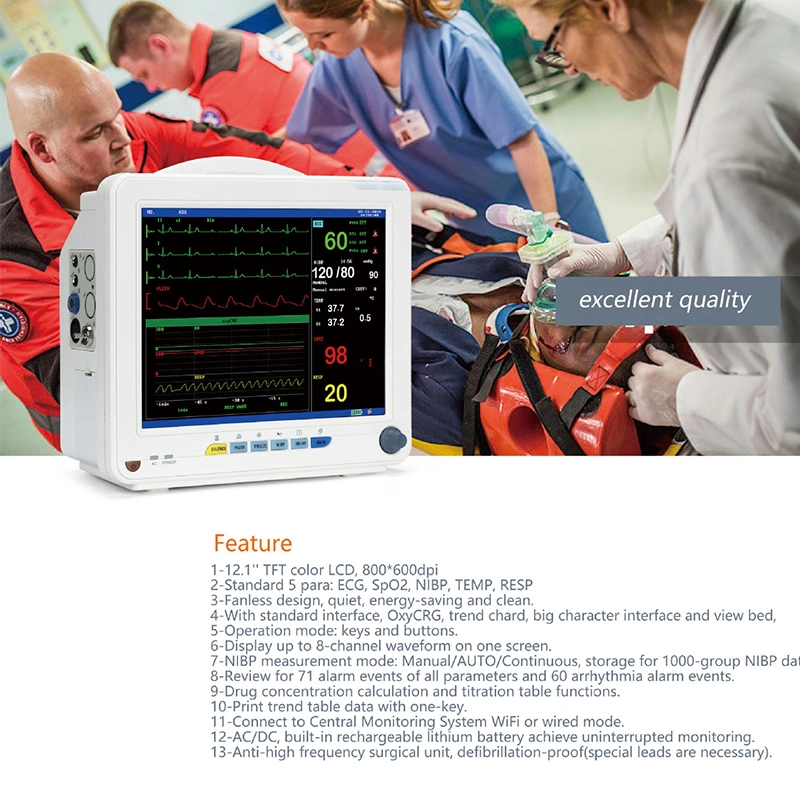 مراقبة ECG محمولة متعددة المعلمات للمنزل الطبي