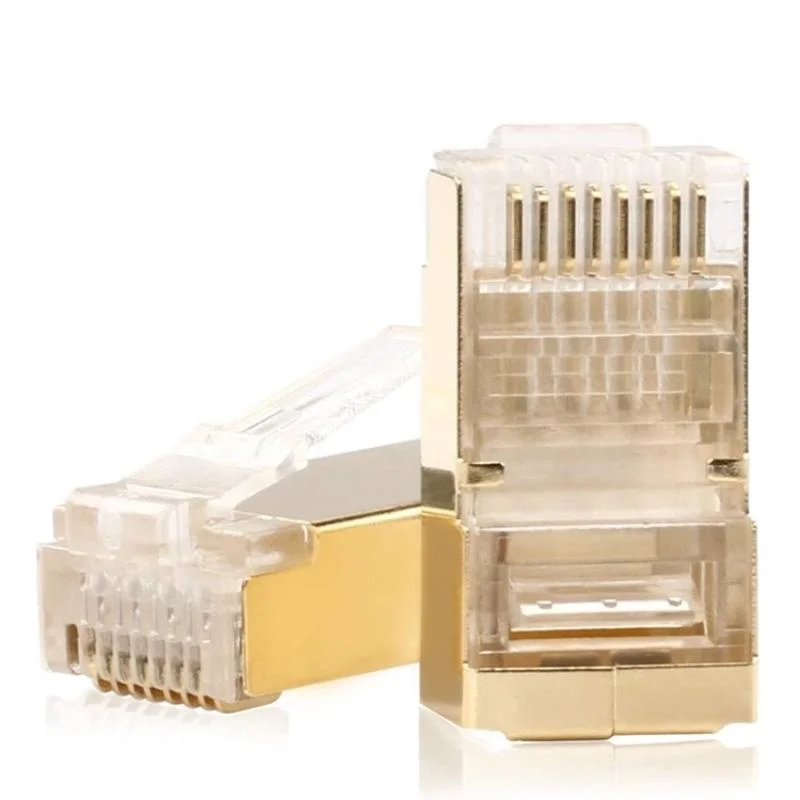 Gold Plated Shield Metal 8pin 8p8c 50 Micron Cat7 Modular Plug Price Network Waterproof UTP Connector Crystal Plug Shielded FTP RJ45 Module Connector