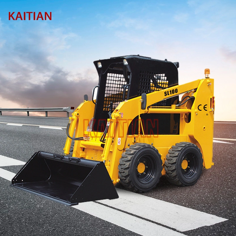 Factory Hot Skid Steer Wheel Loader Kaitian Brand for Sale SL100 Skid Loader 3550kg