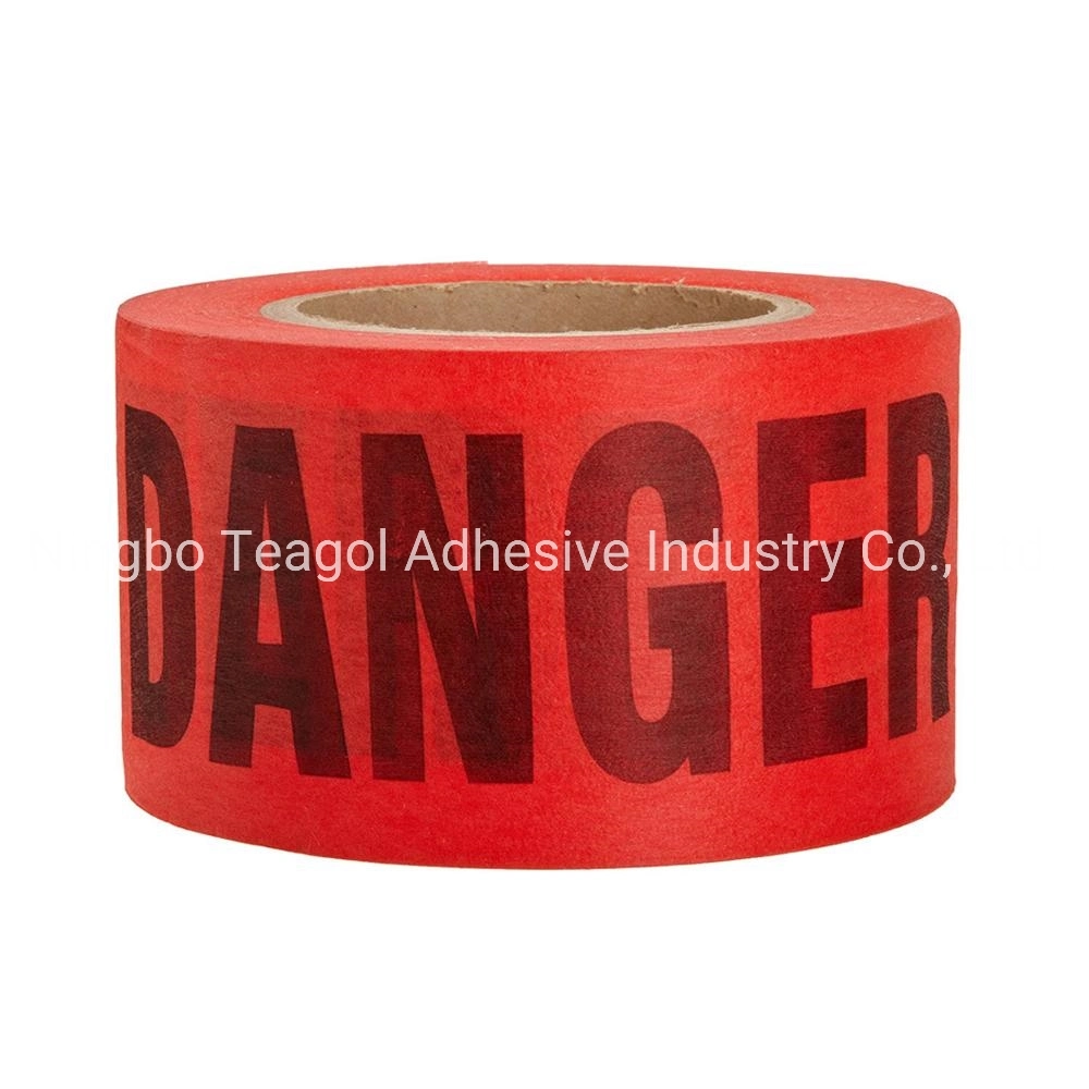 3"X200feetx4mil Red Danger Tape (Red Background with Black "Danger" Printing) PE Non-Adhesive
