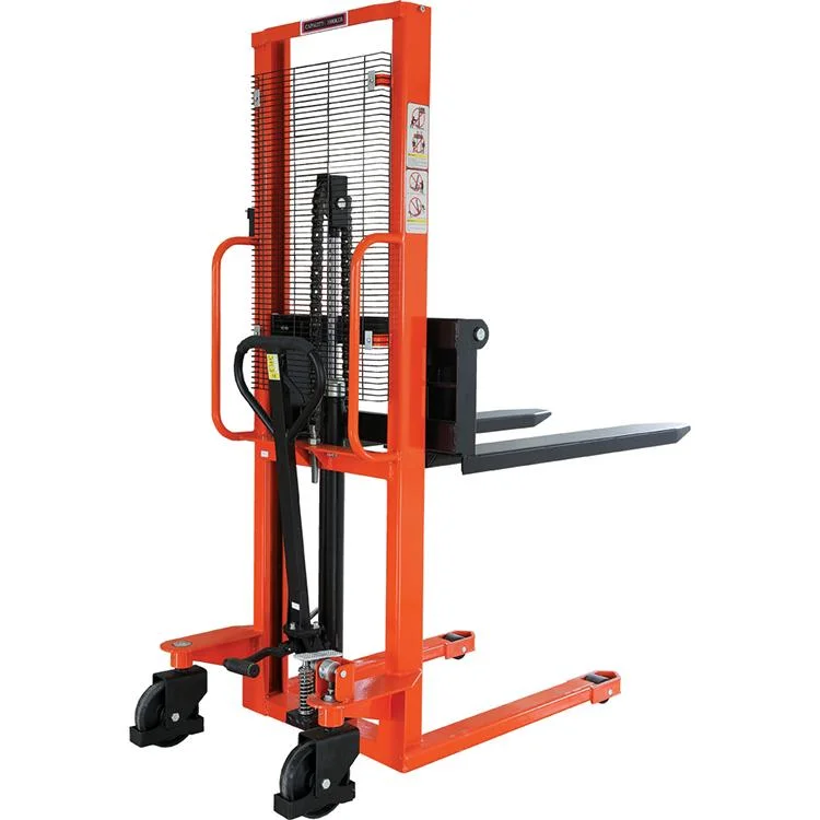 Standard Lifting Height 1.6 M Manual Stacker with Adjustable Forks